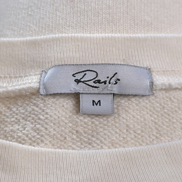 Rails Signature Sweatshirt Ivory Rainbow Lettering Women’s M Terry Casual Prep‎ - Picture 9 of 12